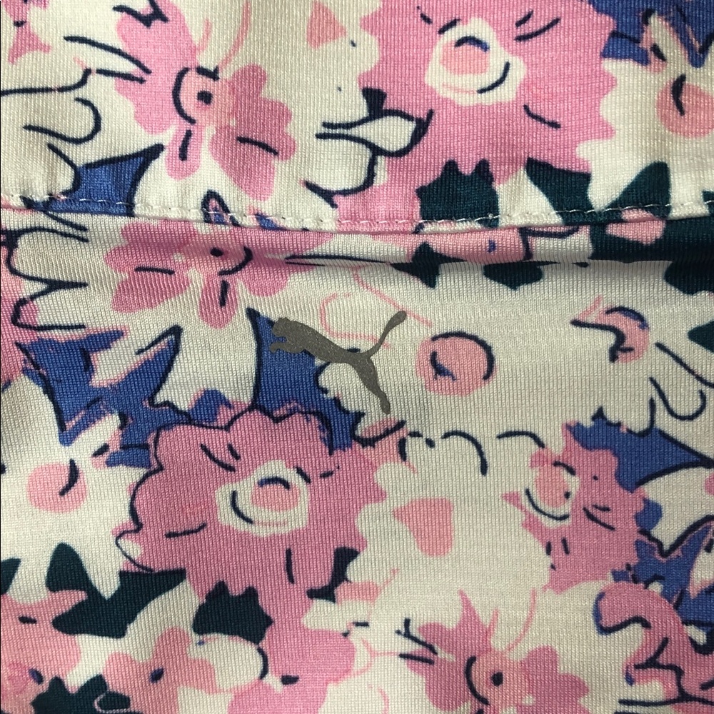 Puma Pink and Blue Floral Long Sleeve Quarter Zip Top - Picture 8 of 8